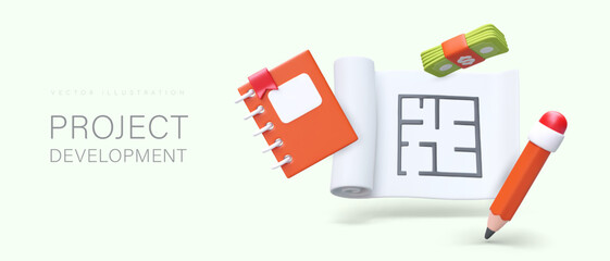 Development of design and estimate documentation. Data collection, conclusion of contract with customer, visit to facility. Creation of sketches, expert assessment. Advertising poster for business