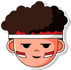 Indonesian Child's Face With Flag On His Cheek Vector Illustration