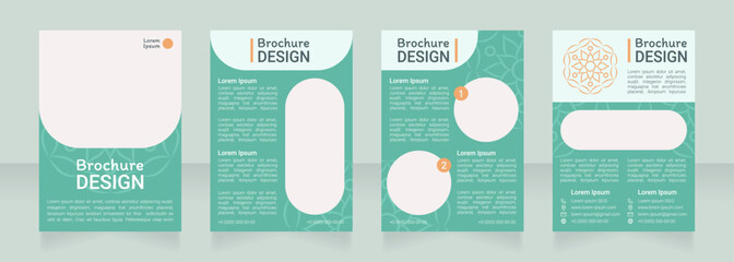 Spirituality ornamental blank brochure design. Template set with copy space for text. Premade corporate reports collection. Editable 4 paper pages. Roboto Light, Medium, Itim Regular fonts used