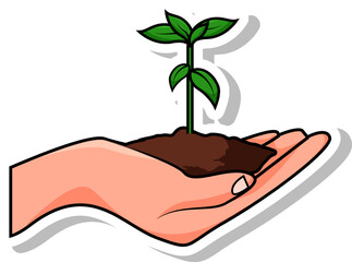 Fototapeta na wymiar Plant Up Hand Side View Vector Illustration