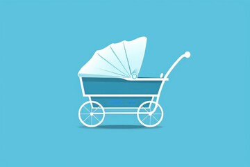 Fototapeta na wymiar Baby carriage on blue background. Generative AI