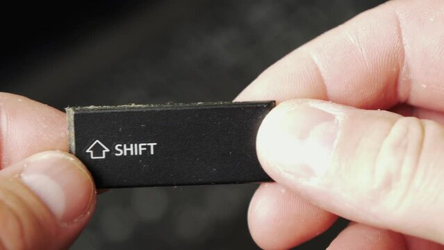 Repair of an old laptop, the technician removed the Shift key