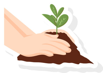 Fototapeta na wymiar Plant Hand Sticker Vector Illustration