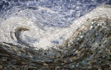Fototapeta premium Sea waves tiles texture. Generative AI.