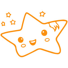 Hand drawn cute little star, outline vector illustration