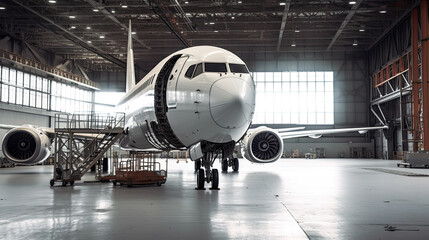 modern aircraft in the hangar