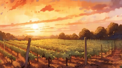 Vineyard watercolor of the world