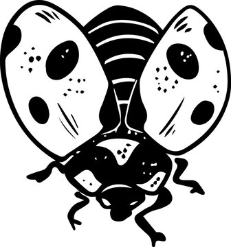 black and white ladybug flying clip art preview