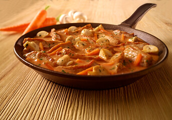 Pfanne mit Geschnetzeltem