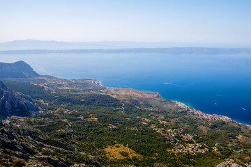Naklejka na ściany i meble Beautiful landscape view on Makarska Riviera in Croatia on sunny summer day.