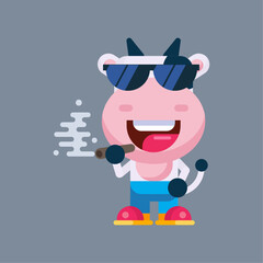Funny cartoon cow flat design illustration