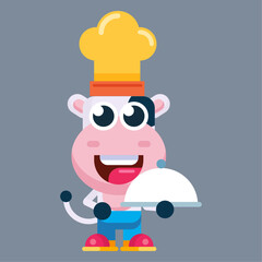 Funny cartoon cow flat design illustration