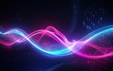 Abstract background with neon curve glowing lines. Generative AI.