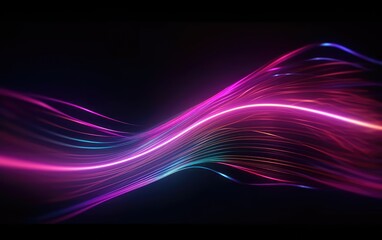 Abstract background with neon curve glowing lines. Generative AI.
