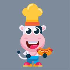 Funny cartoon cow flat design illustration