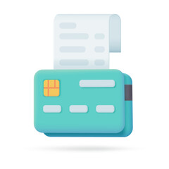 3d credit card icon. Online payment. Cashless society for shopping. 3D illustration.