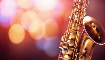 Obraz premium saxophone bokeh background, Generative AI