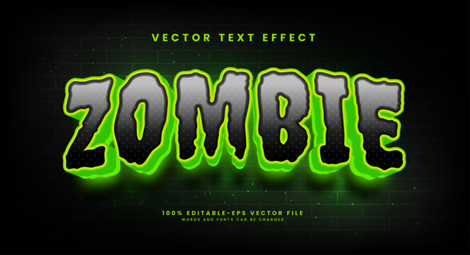 Scary zombie 3d editable vector text effect.