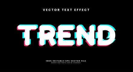 Minimalist glitch trend, editable vector text style effect.