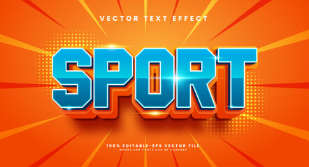 Sport 3d editable vector text effect, with blue and orange color theme.