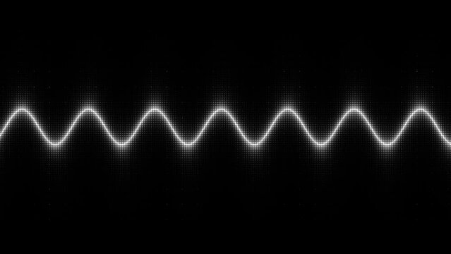 Monochrome Black And White Sine Wave Energy Wave Frequency Digital Dot Matrix Display Loop