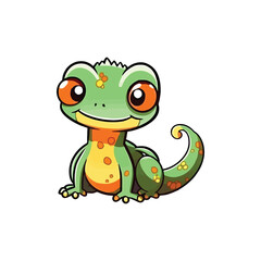 Obraz premium Cheerful Gecko: Lively 2D Illustration Brimming with Reptilian Cuteness
