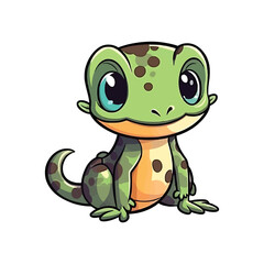 Obraz premium Cheerful Gecko: Lively 2D Illustration Brimming with Reptilian Cuteness