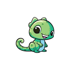 Fototapeta premium Cheerful Gecko: Lively 2D Illustration Brimming with Reptilian Cuteness