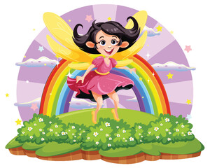 Fairy princess cartoon at magic land background