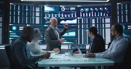 Senior Manager Holding a Financial Results Meeting with a Group of Fintech Investors and Partners. Diverse Team Celebrating Successful Year Over Year Profits, Cheering and Clapping Hands - Powered by Adobe