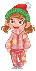 Cute cartoon character in pajamas