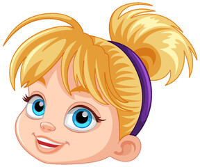 Cute blonde girl head with blue eyes
