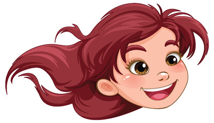 Cute girl head smiling isolated