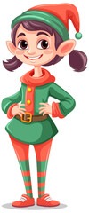 Elf girl cartoon Christmas character