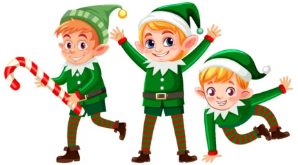 Door stickers Kids Set of Christmas elfs cartoon character