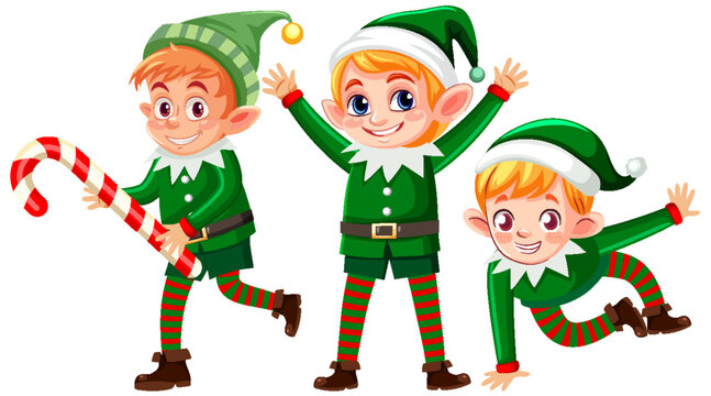 Set of Christmas elfs cartoon character