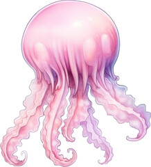 Jellyfish Watercolor Illustration. Generative AI