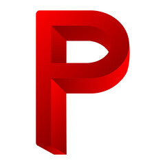3D Letter P Red Color Logo Design