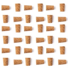 Pattern of isolated corks on white background. Symbol for wine wallpaper.