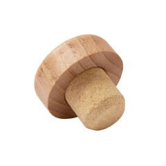 Single scotch, brandy bottle cork on white background. PNG format.
