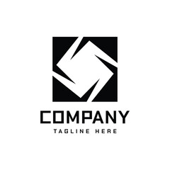 Camera Shutter Aperture Square Logo Template Vector