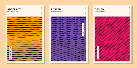 Stripes pattern with colorful background template copy space set. Abstract vertical backdrop design for poster, banner, leaflet, pamphlet, flyer, magazine, cover, or booklet.
