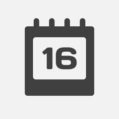 Icon page calendar day - number 16