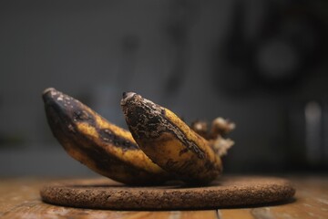 Yellow over ripe bananas