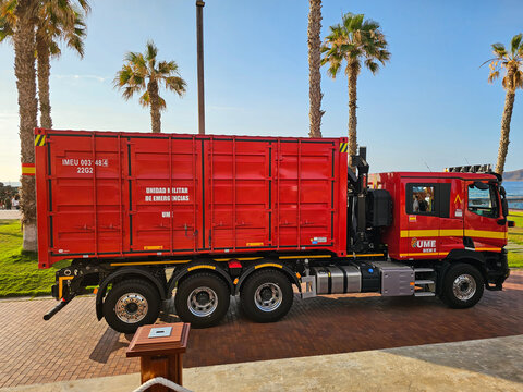 Truck Militar Emergency Unit (Unidad Militar Emergencia) UME, seen in Las Palmas de Gran Canaria, Spain