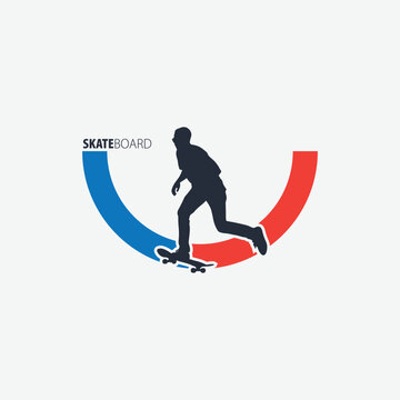 Skatevoarding logo.Skateboard activity board skate skating vector image.