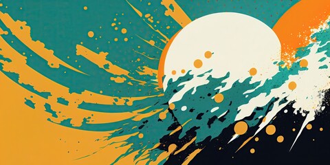 Graphical curve of waves Summer with energetic atmosphere Aggressive and flashy colors Abstract, elegant and modern illustrationby AI generated.