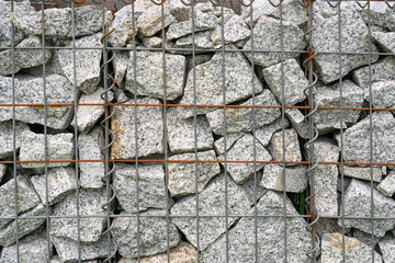 Gabion Stone Fence, Retaining Wall Gabion Baskets, Stones in Wire Mesh, Modern Garden Gravel Border