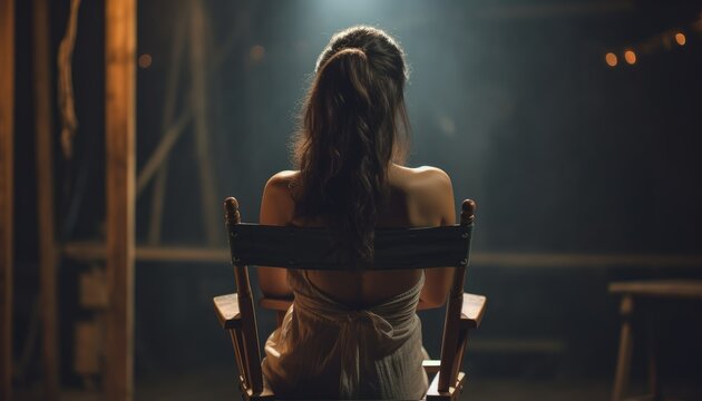 girl sitting on a directors chair, Generative AI