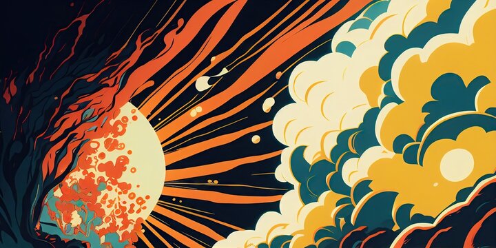 Graphical curve of waves Emotional design with a sense of summer that is fluidly produced Abstract, elegant and modern illustration with aggressive and flashy colorsby AI generated.